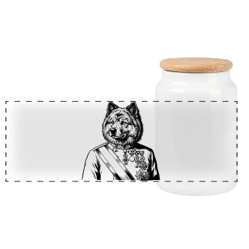 Eurasier | Royal - Panorama Keksdose mit Holzdeckel - Weiß - Vorne