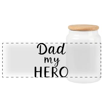 Dad My Hero – Helden-Vater Motiv - Panorama Keksdose mit Holzdeckel - Weiß - Vorne