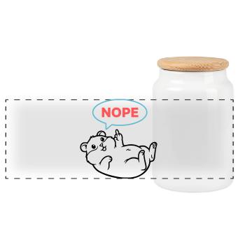 Hamster Nope Comic Colored - Panoramic Cookie Jar with Wooden Lid - white - Front