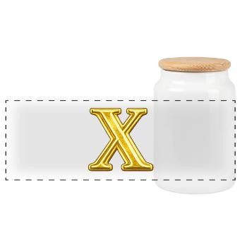 Goldenes X Emblem - Panorama Keksdose mit Holzdeckel - Weiß - Vorne