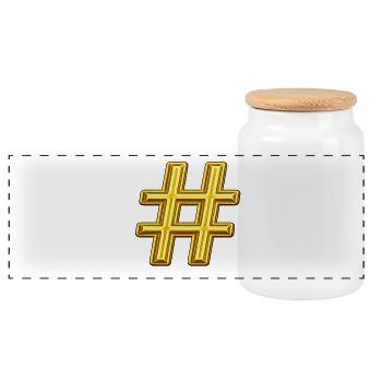 Emblème du hashtag doré - Boîte à biscuits avec couvercle en bois - blanc - Devant
