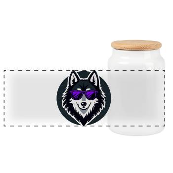 Husky lunettes violettes glam - Boîte à biscuits avec couvercle en bois - blanc - Devant