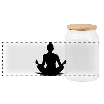 Yoga-Meditation Silhouette - Illustration - Panorama Keksdose mit Holzdeckel - Weiß - Vorne