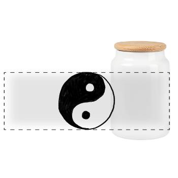 Yin Yang Symbol - Hand drawn Illustration - Panorama Keksdose mit Holzdeckel - Weiß - Vorne