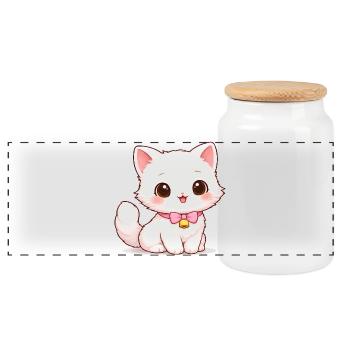 Magie de la Cloche du Chaton - Boîte à biscuits avec couvercle en bois - blanc - Devant
