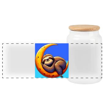 La paresse dort sur la Lune - Boîte à biscuits avec couvercle en bois - blanc - Devant