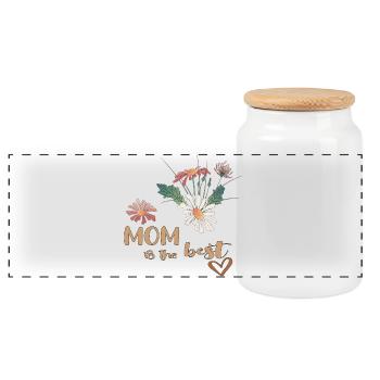 Meilleur bouquet de maman - Boîte à biscuits avec couvercle en bois - blanc - Devant