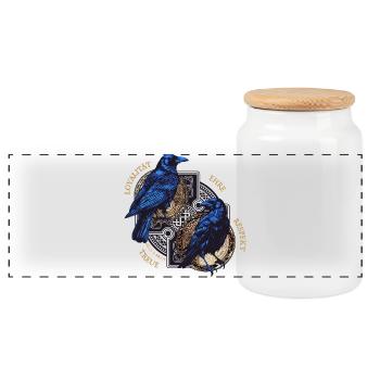 Loyalty Honor Loyalty Respect - Panoramic Cookie Jar with Wooden Lid - white - Front