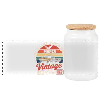 Birthday March 1985 Year Limited Edition 1985 - Panoramic Cookie Jar with Wooden Lid - white - Front
