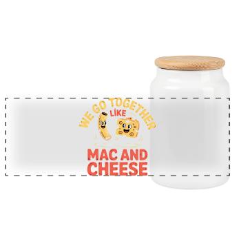 Mac and Cheese Best Friends Paar Design - Panorama Keksdose mit Holzdeckel - Weiß - Vorne