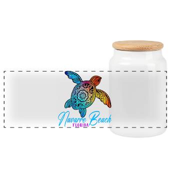 Navarre Beach Tie Dye Sea Turtle Florida Vacation - Panorama Keksdose mit Holzdeckel - Weiß - Vorne
