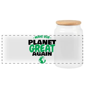 Graphique de la Journée de la Terre écologique « Make Our Planet Great » - Boîte à biscuits avec couvercle en bois - blanc - Devant