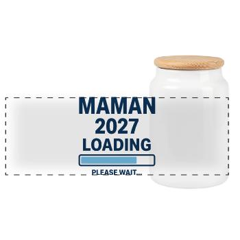 Design Maman 2027 Loading Grossesse - Boîte à biscuits avec couvercle en bois - blanc - Devant