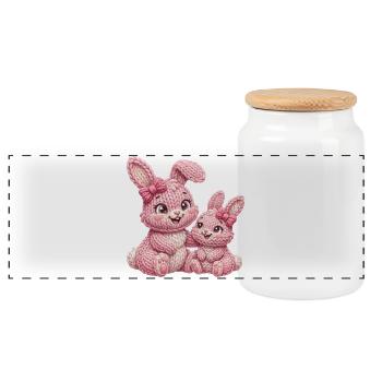 Enfants Lapins Enfants Lapins - Grande Sœur - Boîte à biscuits avec couvercle en bois - blanc - Devant
