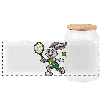 Hoppel Tennis Serve Hero - Panoramic Cookie Jar with Wooden Lid - white - Front