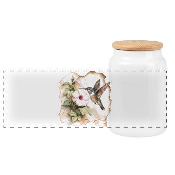Colibri avec fleur - Boîte à biscuits avec couvercle en bois - blanc - Devant