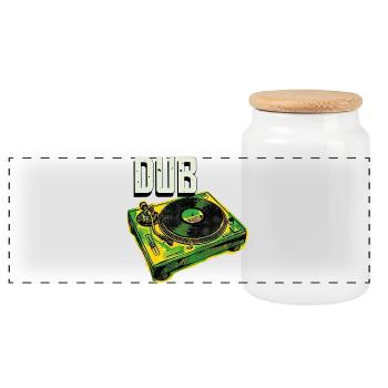 Dub Reggae Plattenspieler - Panorama Keksdose mit Holzdeckel - Weiß - Vorne