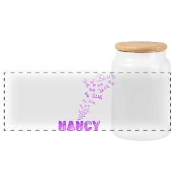 Fun - Panoramic Cookie Jar with Wooden Lid - white - Front