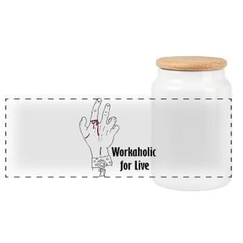 Workaholic for live - Panorama Keksdose mit Holzdeckel - Weiß - Vorne