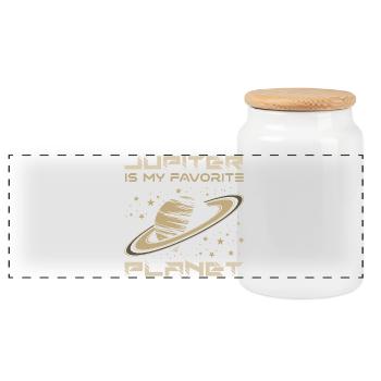 Jupiter is my favorite planet Saturn joke - Panoramic Cookie Jar with Wooden Lid - white - Front