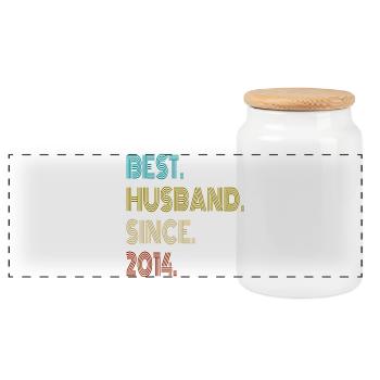  Best Husband Since 2014 Vintage - Panorama Keksdose mit Holzdeckel - Weiß - Vorne