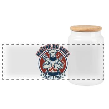 Maître du Grill Depuis 19XX Chef Rôtisseur - Boîte à biscuits avec couvercle en bois - blanc - Devant