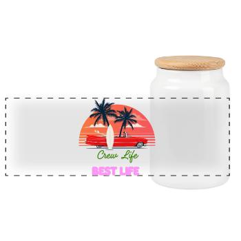 Cruise Life Best Life – T-Shirt für Kreuzfahrtliebhaber - Panorama Keksdose mit Holzdeckel - Weiß - Vorne