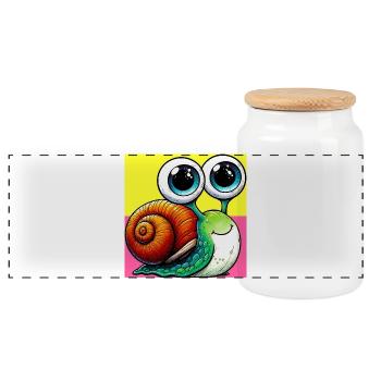 Snail - Panoramic Cookie Jar with Wooden Lid - white - Front