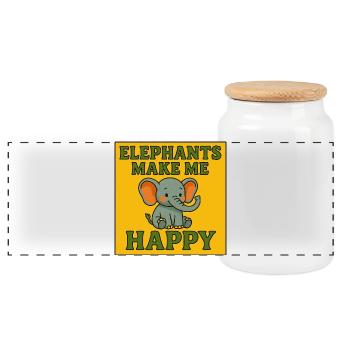 Elefanten machen mich glücklich – süßer Vintage-Elefant - Panorama Keksdose mit Holzdeckel - Weiß - Vorne