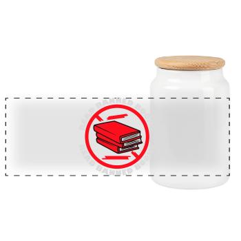 Read Banned Books Verbotene Bücher Lesen Freiheit - Panoramic Cookie Jar with Wooden Lid - white - Front