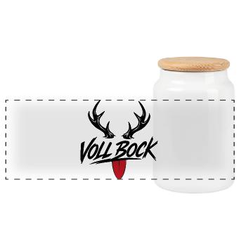 VOLL BOCK - Panorama Keksdose mit Holzdeckel - Weiß - Vorne