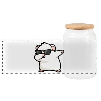 Dabbing guinea pig white - Panoramic Cookie Jar with Wooden Lid - white - Front