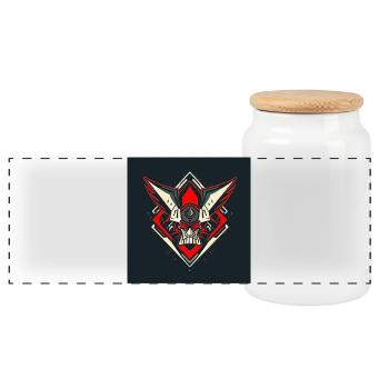 Schädel Warrior Emblem - Panoramic Cookie Jar with Wooden Lid - white - Front