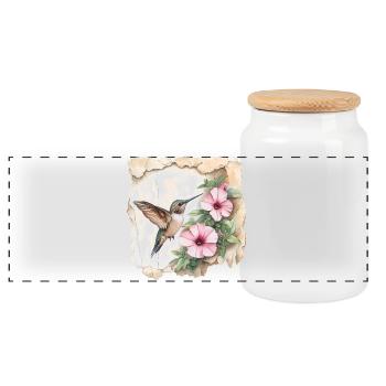 Colibri avec des fleurs - Boîte à biscuits avec couvercle en bois - blanc - Devant