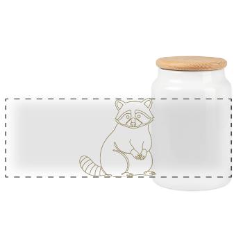 Silhouette de raton laveur mignon, minimaliste - Boîte à biscuits avec couvercle en bois - blanc - Devant