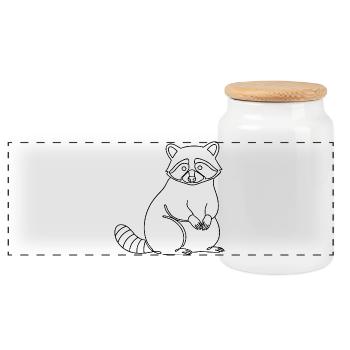 Silhouette de raton laveur mignon, lignes minimalistes - Boîte à biscuits avec couvercle en bois - blanc - Devant