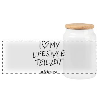 Lifestyle Time - Panoramic Cookie Jar with Wooden Lid - white - Front