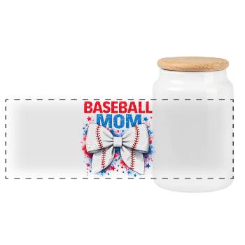 Esthétique vibrante de la maman de baseball mignonne pour le jour de match - Boîte à biscuits avec couvercle en bois - blanc - Devant