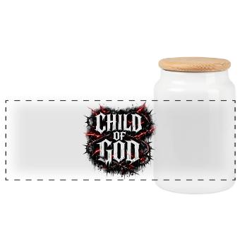 child of god - Panoramic Cookie Jar with Wooden Lid - white - Front