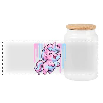 Délice de goutte de licorne pastel - Boîte à biscuits avec couvercle en bois - blanc - Devant