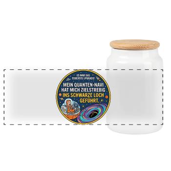 Schwarzes Loch Navi lustiger Spruch - Panorama Keksdose mit Holzdeckel - Weiß - Vorne