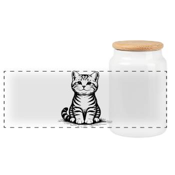 Katzenbaby_sitzend - Panoramic Cookie Jar with Wooden Lid - white - Front