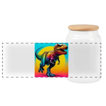 dinosaure - Boîte à biscuits avec couvercle en bois - blanc - Devant