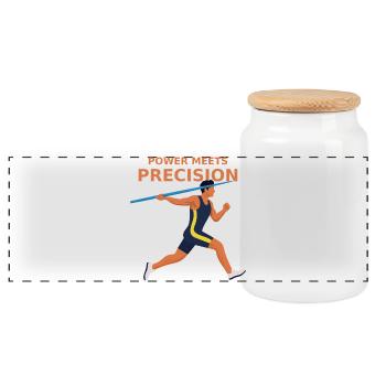 La puissance rencontre la précision - lancer de javelot - Boîte à biscuits avec couvercle en bois - blanc - Devant