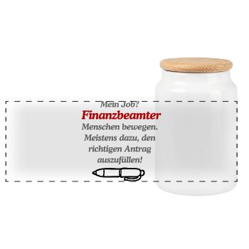 Finanzbeamter Büroalltag - Panorama Keksdose mit Holzdeckel - Weiß - Vorne