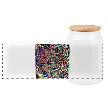 Psychedelic Rock Party Moon - Panorama Keksdose mit Holzdeckel - Weiß - Vorne