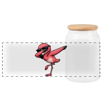 Dab Flamingo - Boîte à biscuits avec couvercle en bois - blanc - Devant