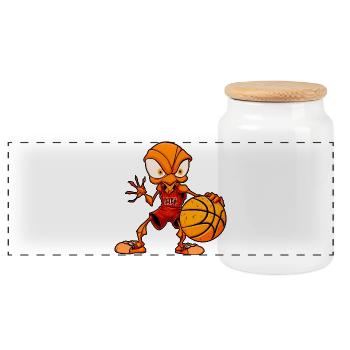 Basketball Ameisen - Panorama Keksdose mit Holzdeckel - Weiß - Vorne