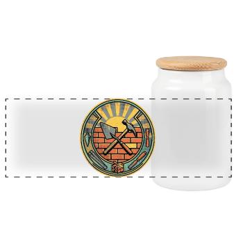 Mauerer Bauarbeiter Vintage - Panorama Keksdose mit Holzdeckel - Weiß - Vorne