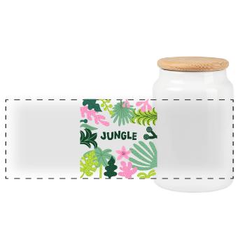 Jungle Tropical Leaves Pattern Nature Design - Panorama Keksdose mit Holzdeckel - Weiß - Vorne